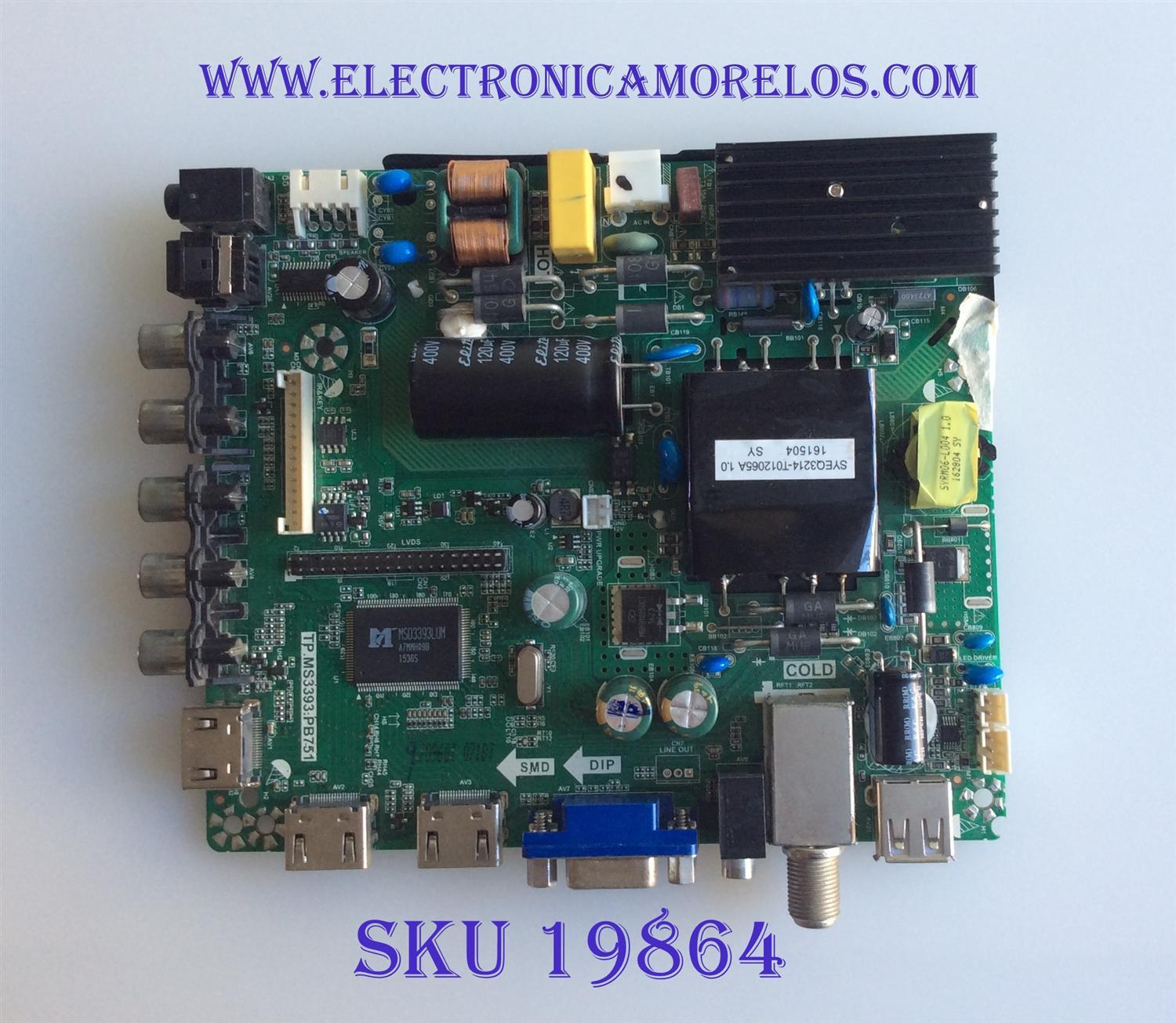 MAIN / FUENTE /(COMBO) / ATYME 40AE0010615-A1 / K16070960 / K16070960-0A01172 / TP.MS3393.PB751 / PANEL LSC400HN05-12V / MODELO 400AM7HD