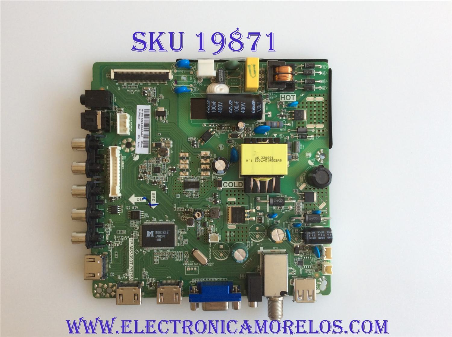 MAIN / FUENTE / (COMBO) / ELEMENT / H16071223 /H16071223-0A00460 / TP.MS3393T.PB758 / 3200218785 / PANEL BOEI320WX1-01 / MODELO ELEFW328 