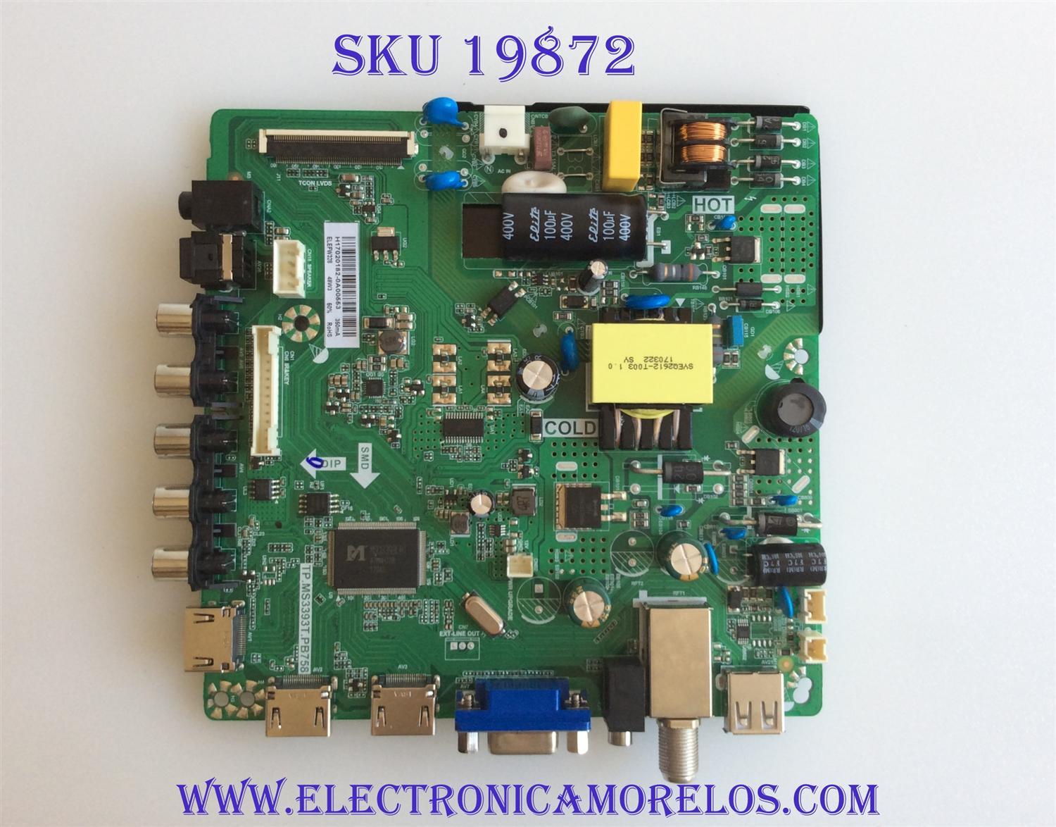 MAIN / FUENTE / (COMBO) / ELEMENT / H17020182  /H17020182-0A00553 / TP.MS3393T.PB758 / 3200282494 / PANEL BOEI320WX1-01 / MODELO ELEFW328 