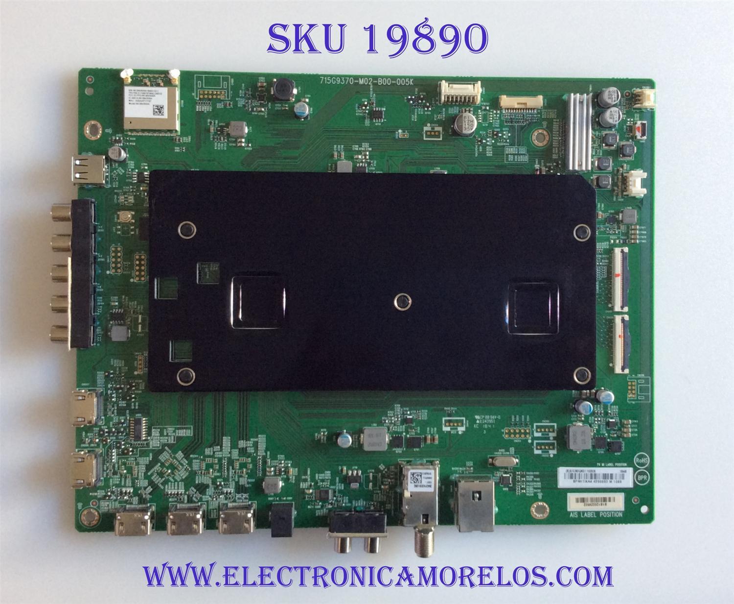 MAIN / VIZIO 756TXICB0QK011 / XICB0QK011 / 715G9370-M02-B00-005K / XICB0QK0110 / PANEL T650QVF9.0 / DISPLAY T650QVN07.2 / MODELOS PQ65-F1 LTMAXRLU / PQ65-F1 LTMAXRLV 