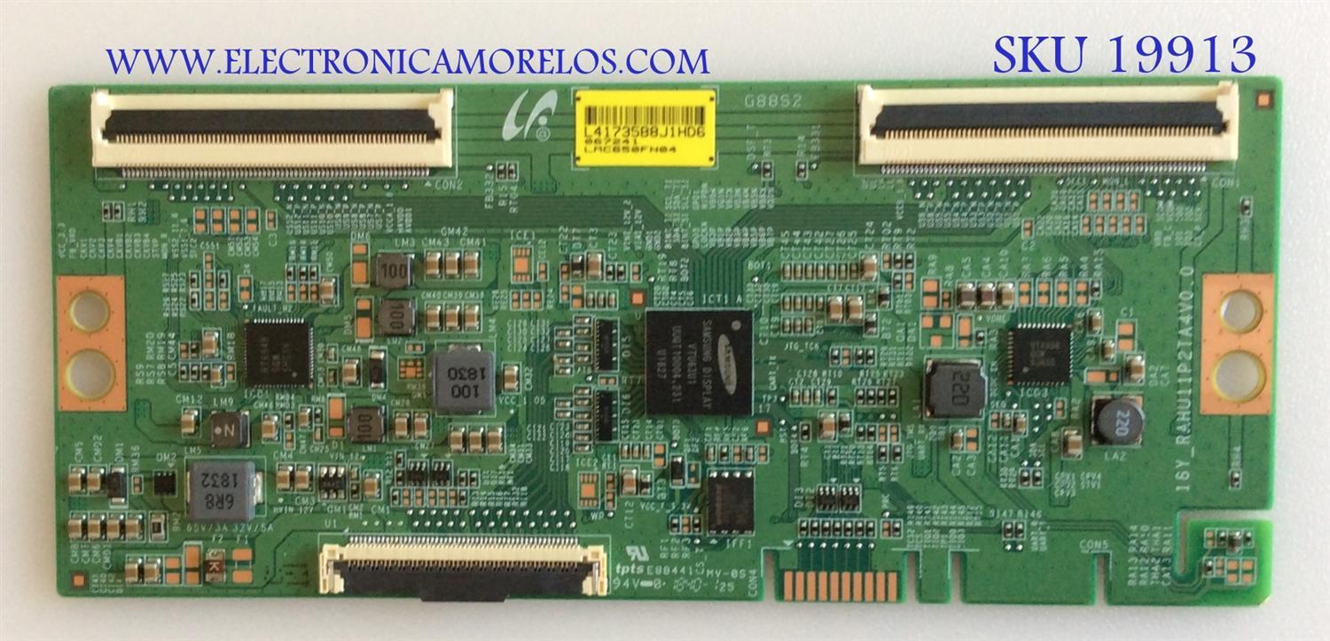 T-CON PARA TV TCL / NUMERO DE PARTE LJ94-41735B / 18Y_RAHU11P2TA4V0 / SUSTITUTA LJ94-41735C / PANEL´S LVU650NDBL / DISPLAY LSC650FN04-301 / MODELOS 65R615 / 65R617 / 65S423 / 65R613 / RTRU6527-US / LT-65MA877 / LT-65MAW595 / MAS MODELOS EN DESCRIPCION