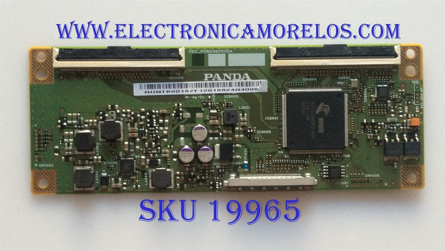 T-CON PARA TV JVC·ROKU TV 4K SMART TV / NUMERO DE PARTE RUNTK0018ZF / CEC_PCB5460002A / MODELOS RNSMU5536-B / RTRU5527-W / E4SFT5517 / E4SW5518RKU / WR55UX4019 / WR55UT4009 / LT-55MAW595 / (CHECAR QUE EL PANEL Y MODELO QUE CORRESPONDA CON SU TELEVISION.)