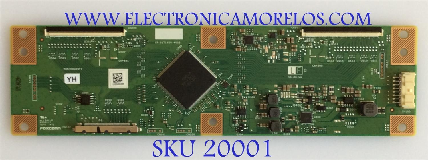 T-CON PARA TV SEIKI / PROSCAN / NUMERO DE PARTE RUNTK0334FVYH / 1P-0171X00-40SB / RUNTK0334FV / PANEL JE601R3HB / MODELOS SC-60UK850N / PLED6055-UHD