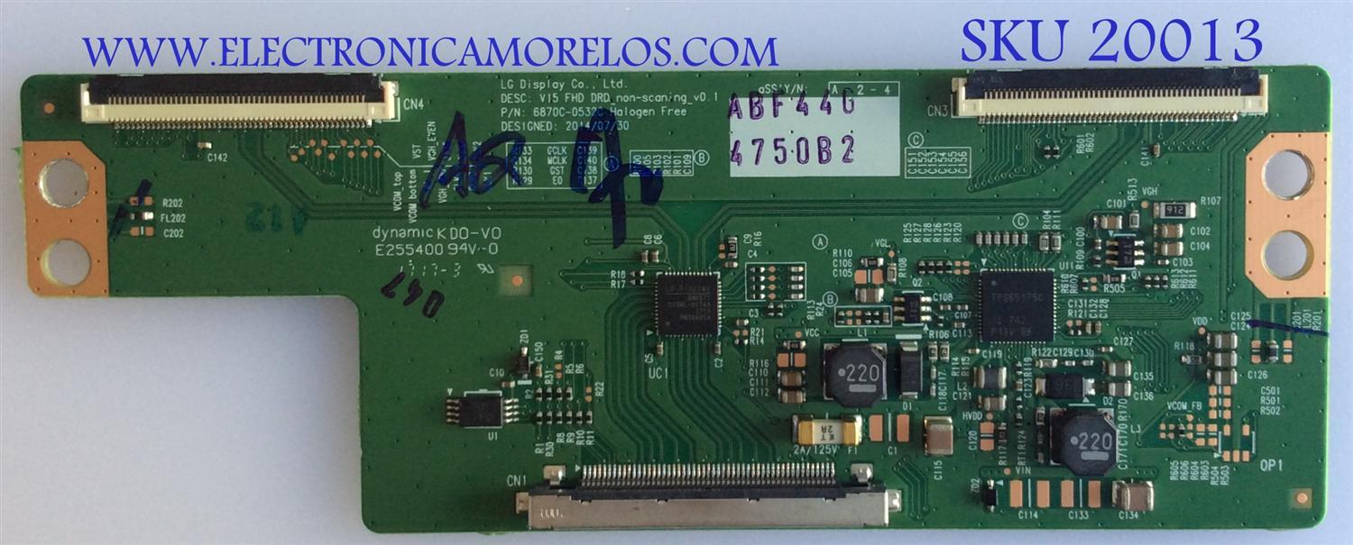 T-CON / LG / 6871L-4750B / 6870C-0532C / E255400  94-0 / PANEL LC490DUE (FJ)(A1) / 49LJ510M-UB.BUSYLJR 