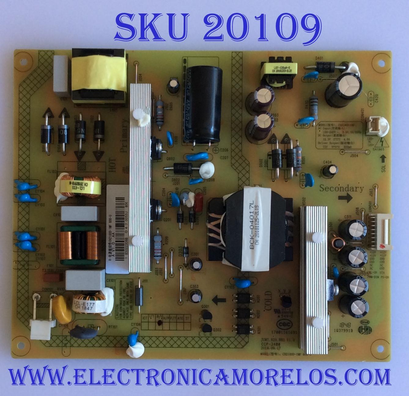 FUENTE DE PODER / ELEMENT 850223088 / CH2100D-1MF / CCP-3400 / JUM7.820.883 / 17001161691 / MODELO E4SC4018RKU