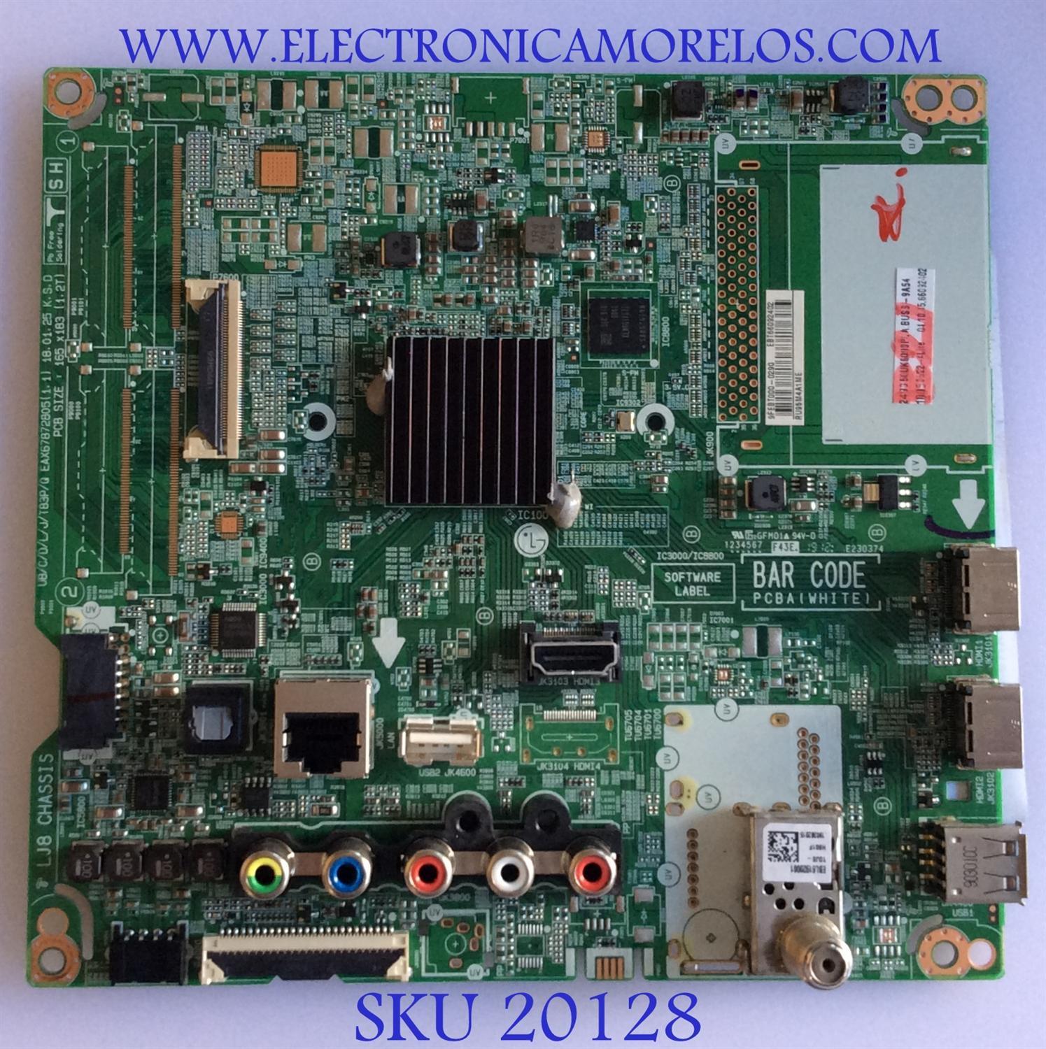 MAIN ORIGINAL PARA TV LG / NUMERO DE PARTE EBT66092402 / EAX67872805 / EBT000-0290 / PANEL NC500DQE VHGX1 / MODELO 50UK6090PUA / 50UK6090PUA.BUSSLOR
