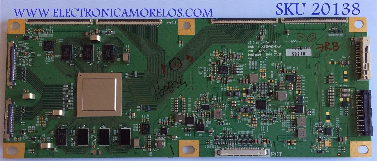 T-CON / LG / 6871L-5027D / 6870C-0711A / LC650AQD-EKA1 / PANEL LC650AQD (EK)(A2) / MODELO OLED65B7P