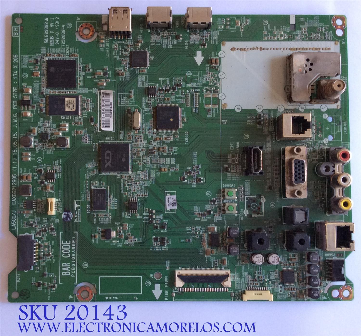 MAIN / LG / EBU63224403 / EAX66212905(1.1) / 59EBU010-00AQ/ PANEL HC400DUN-VCKN5-214X / MODELO 40LX560H-UA BUSJLJM 