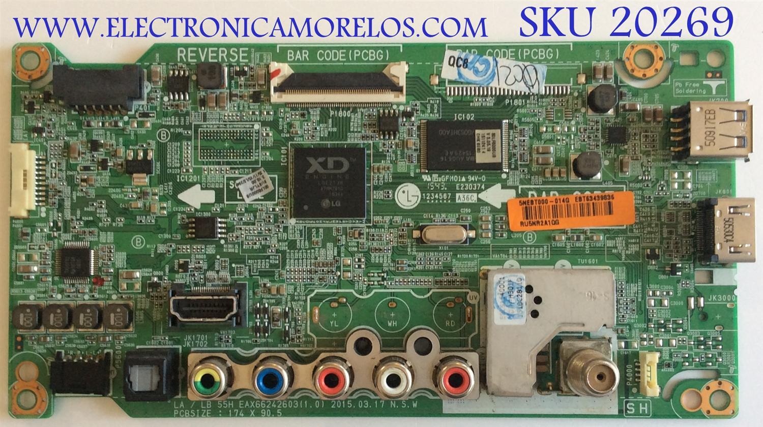 MAIN LG / EBT63439836 / EAX66242602 / 55EBT000-00UM / PANEL LC500DUE-(MG)(A3) / MODELO 50LF6000-UB BUSYLJR