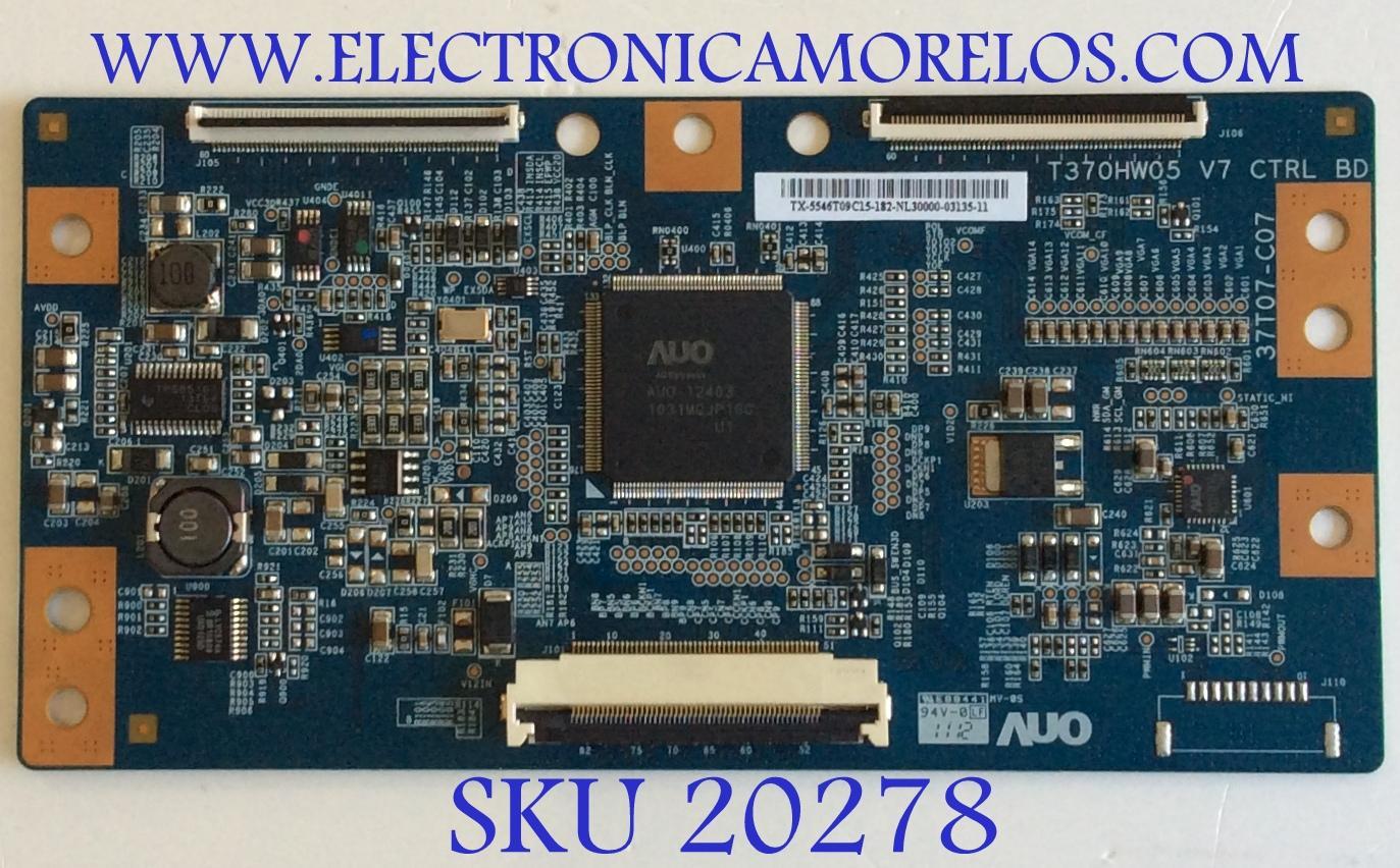 T-CON SAMSUNG / BN81-06510A / T370HW05 V7 CTRL BD / 55.46T09.C15 / 5546T09C15 / 37T07-C07 / PANEL'S T460HW08 V.7 XXXXG  / LD460CGB-A2 / MODELO UN46D6003SFXZA AN02