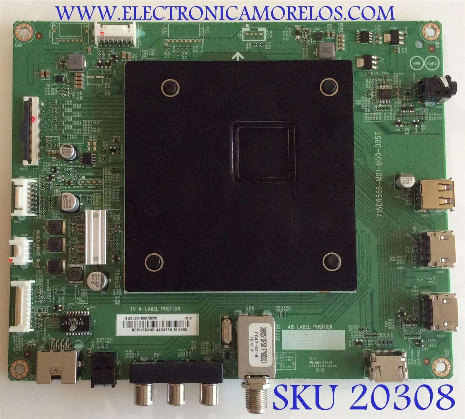 MAIN INSIGNIA / XICB01K027 / 715G9566-M01-B00-005T / (X)XICB01K027020X / PANEL TPT500B5 -U1T01D REV:S04S / DISPLAY CV500U1-T01 / MODELO NS-50DF710NA19