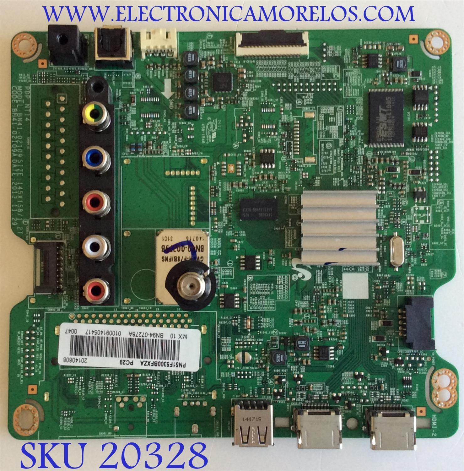 MAIN  SAMSUNG / BN94-07278A / BN41-02109A / BN97-08068A / PANEL S51FH-YB05 / MODELO PN51F5300BFXZA TS02