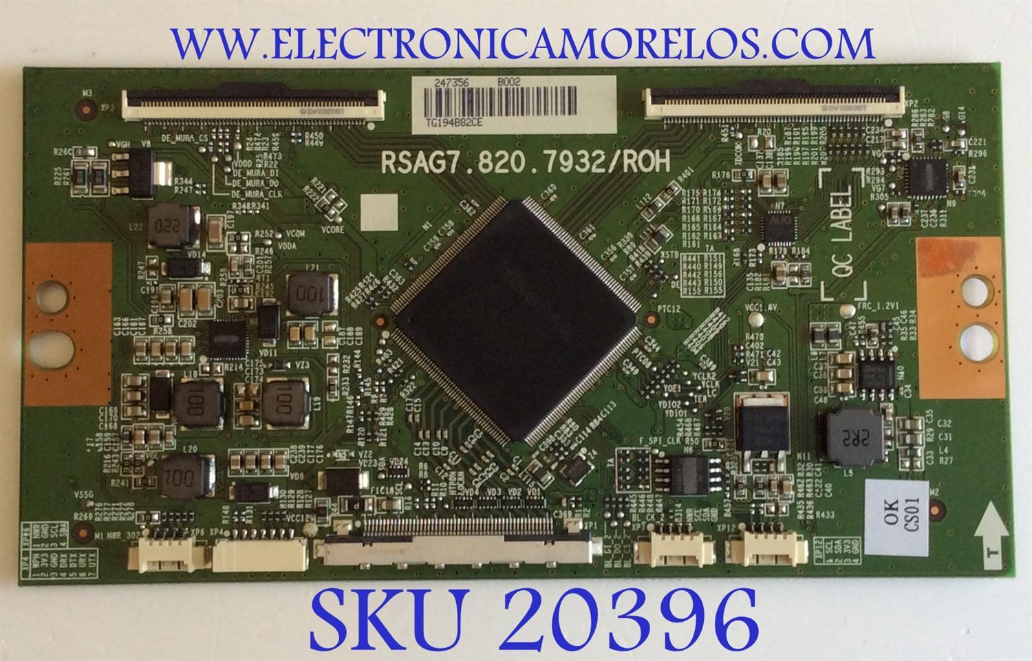 T-CON SHARP / 247356 / RSAG7.820.7932/ROH / PANEL HD550S1U51-TAL2B1\S0\GM\BBY\ROH / MODELO LC-55LBU711U