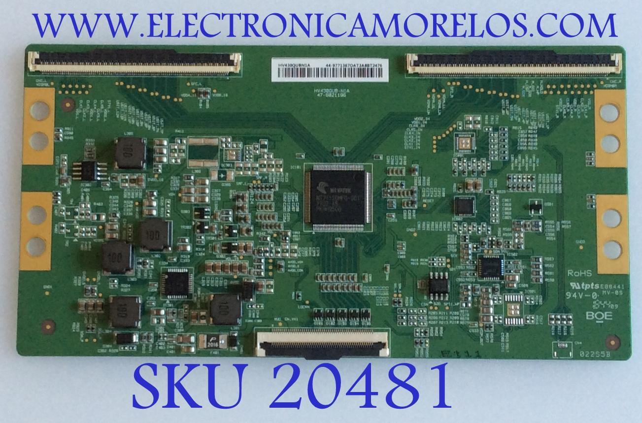 T-CON VIZIO /  44-9771367O / HV430QUBN1A / 44-97713670 / PANEL TPT430H3 -QUBN1A.K REV:SA9P0B / DISPLAY HV430QUB-N1A / MODELO E43-F1 LTMUWTKV