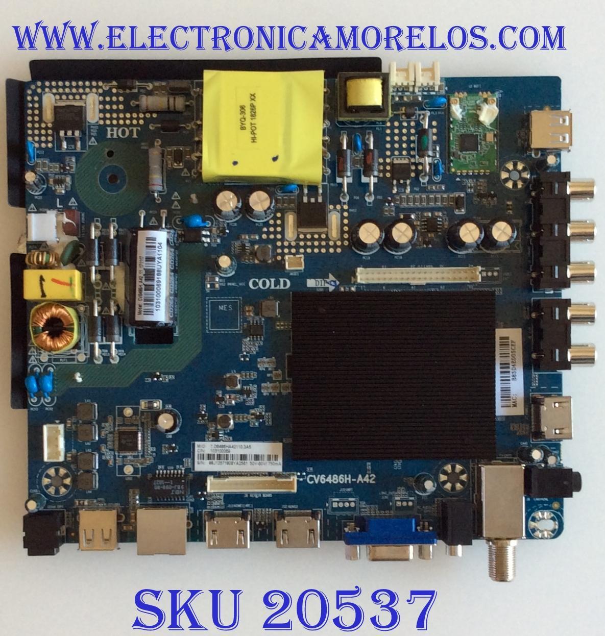 MAIN FUENTE ELEMENT / 103100069 / E18125-SY / CV6486H-A42 / E18109-SY / E18164-SY / E18032-1-SY / E18032-SY / E18147-1-SY / CV6486H_A42 / 7.D6486HA42110.3A6 / 10001049812 / PANEL T500-TAF-DLED / DISPLAY CV500U1-T01 REV:01 / MODELO E2SW5018 J8CBM6B
