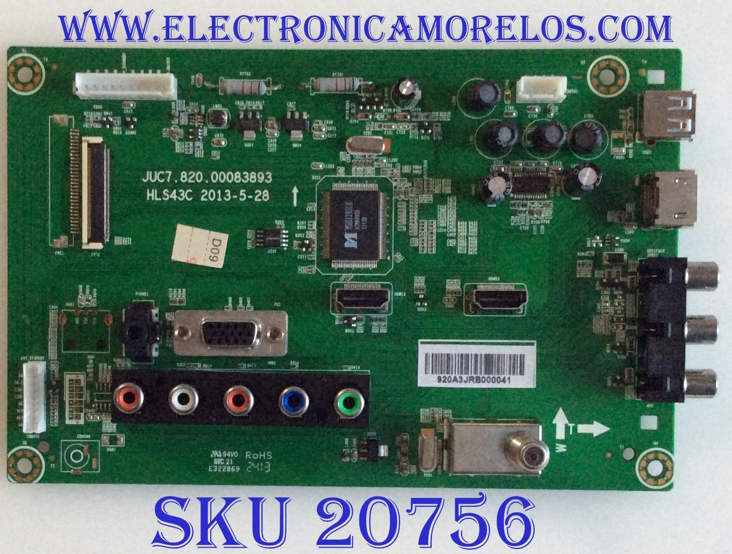 MAIN RCA / 920A3JRB / JUC7.820.00083893 / HLS43C / PANEL S43SD-YD02 / MODELO 43"