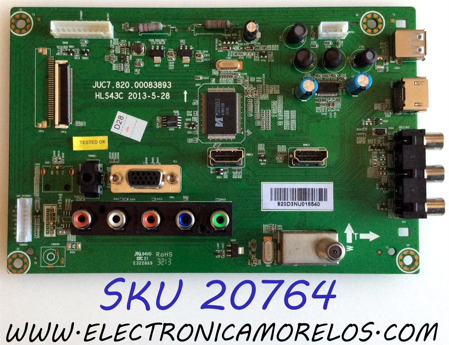 MAIN RCA / 920D3NU / JUC7.820.00083893 / HLS43C / MODELO 