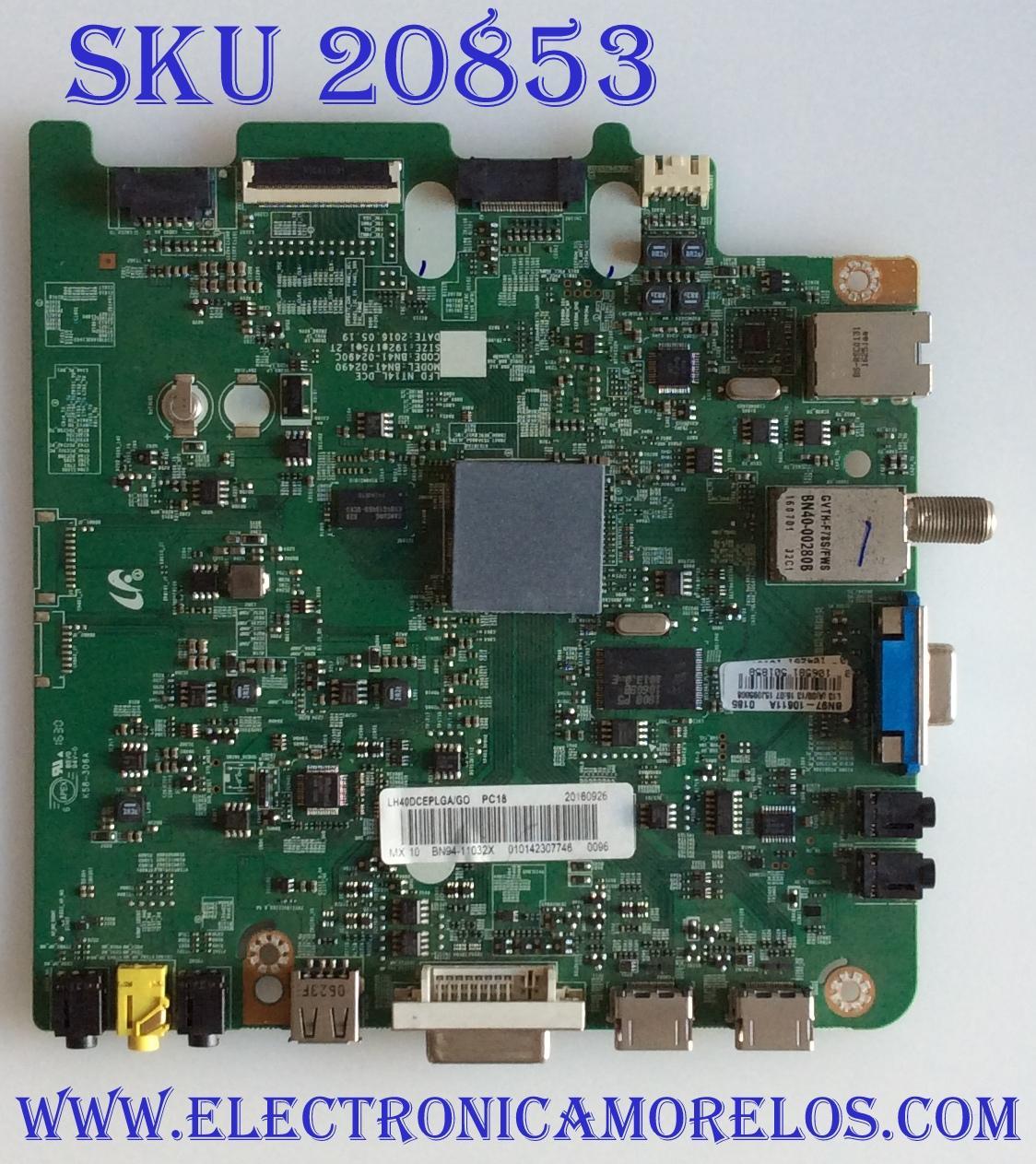 MAIN SAMSUNG / BN94-11032X / BN41-02490C / BN97-10611A / PANEL CY-GH040BGLVPH / MODELO LH40DCEPLGA/GO FB02