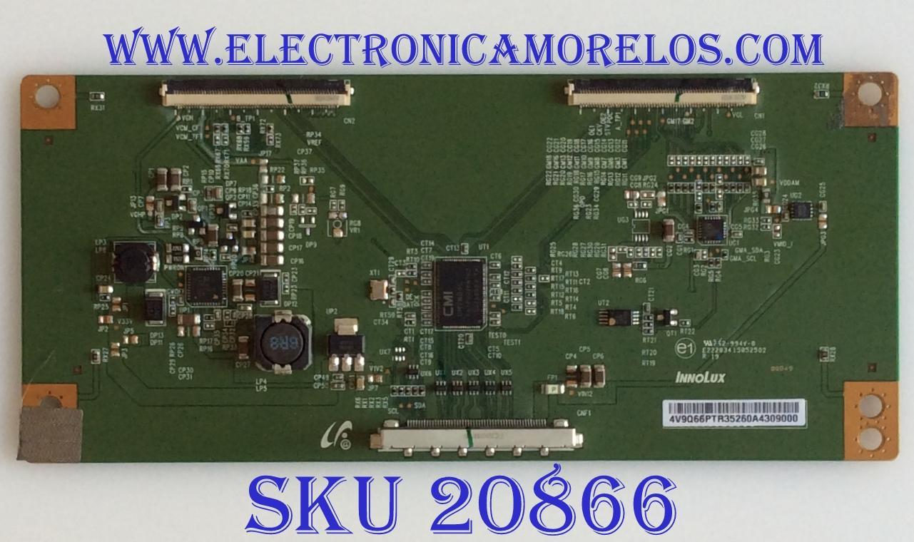 T-CON LG / 4V9Q66PTR3 / 15052502 / E222034 / PANEL NC500DUN VXBP3 / MODELO 50LF6100-UA.BUSJLOR