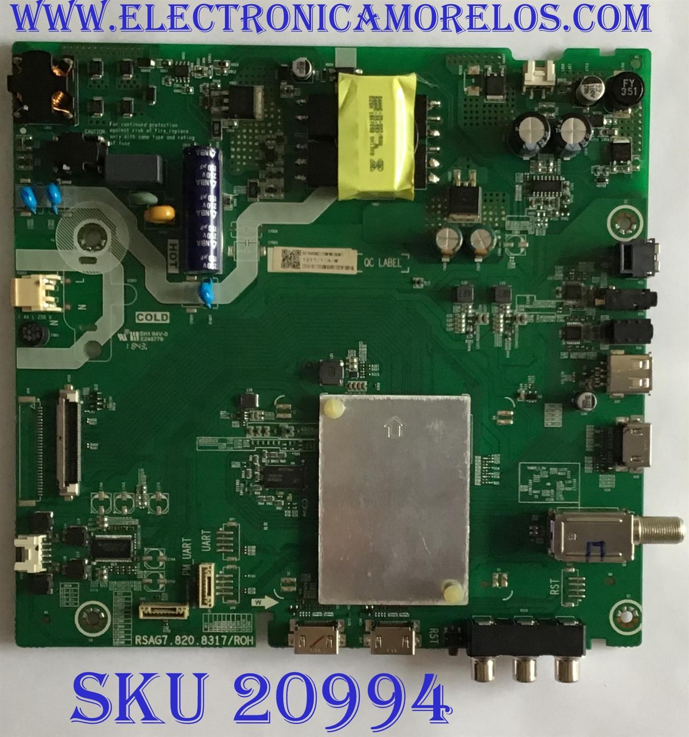 MAIN FUENTE (COMBO) HISENSE / 233161 / RSAG7.820.8317/ROH / HU40N2170MFWR(BOM1) / MODELO 40H4050E