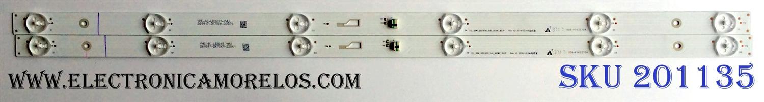 KIT DE LED`S PARA TV (2 PIEZAS) / INSIGNIA YHE-4C-LB320T-YHU / 260917-2K7XKM / TCL_ODM_32D1600_2x6_3030C_6S1P / 006-P1K3570A / PANEL  LVW320CSDX E26 V42 / MODELO NS-32DR310NA17