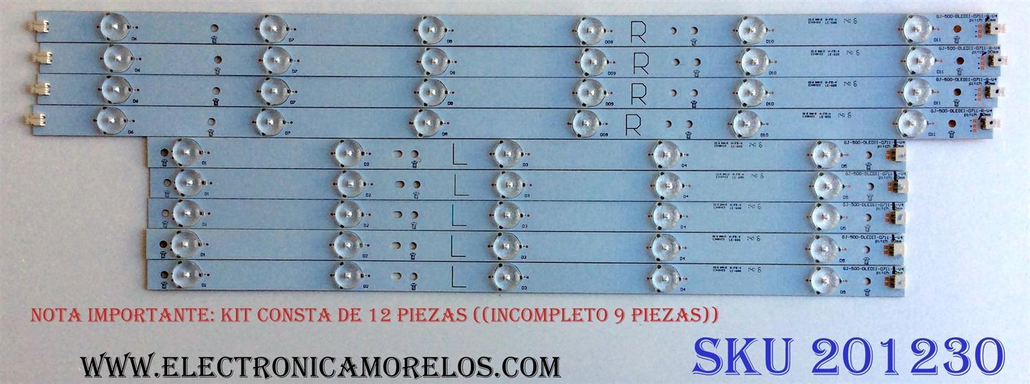 KIT DE LED´S PARA TV ((INCOMPLETO SOLO 9 PIEZAS)) / SHARP GJ-500-DLEDII-D711-R-V4 / GJ-500-DLEDII-D711-L-V4 / E348423 / PANEL TPT500J1-HVN04 REV:S17TE / MODELO LC-50LE541U