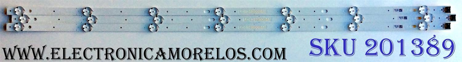 KIT DE LED´S PARA TV (3 PIEZAS) / LG LC43490064A / AG-D1 / 94V-0 / 1736 / WOOREE 43inch FHD_LED Array_A-Type_161024 / K74B / 6HMA / LC4349 / 0064A / BOE / PANEL NC430DUE-ABFX1 / MODELO 43LJ5500-UA BUSYLJM - Imagen 1
