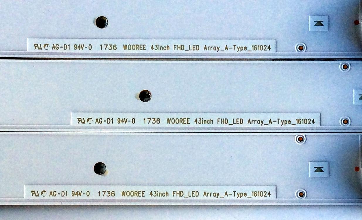 KIT DE LED´S PARA TV (3 PIEZAS) / LG LC43490064A / AG-D1 / 94V-0 / 1736 / WOOREE 43inch FHD_LED Array_A-Type_161024 / K74B / 6HMA / LC4349 / 0064A / BOE / PANEL NC430DUE-ABFX1 / MODELO 43LJ5500-UA BUSYLJM - Imagen 3