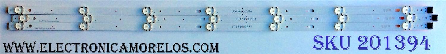 KIT DE LED´S PARA TV (3 PIEZAS) / LG LC43490058A / LC434 90058A / LG Innotek 17Y 43inch_ A-Type LED_ARRAY_Rev0.0_160926 / B6JB 12D1B / AXJB 12D1B / B6JB12D1B / AXJB12D1B / PANEL NC430DUE-AAFX1 / MODELOS 43LJ5500-UA / 43LJ5500-UA AUSYLJM / BUSYLJM - Imagen 1