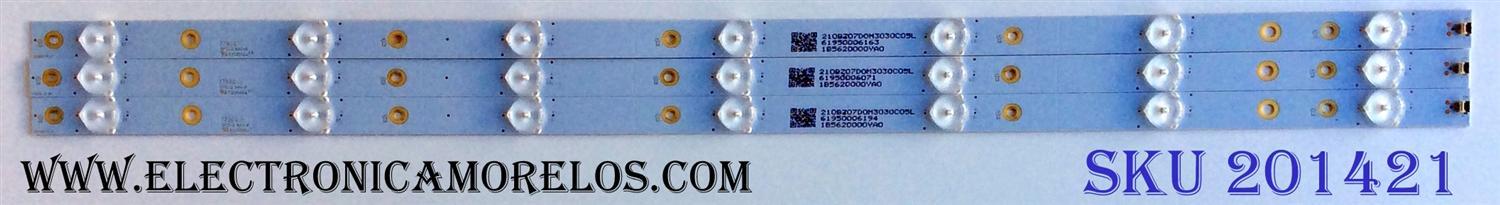 KIT DE LED´S PARA TV (3 PIEZAS) / VIZIO LB32086 V0_01 / 1B5620000YA0 / 210BZ07D0M3030C05L / PANEL TPT315B5-FHBN0K / MODELOS D32X-D1 LTTUUKJS / D32X-D1