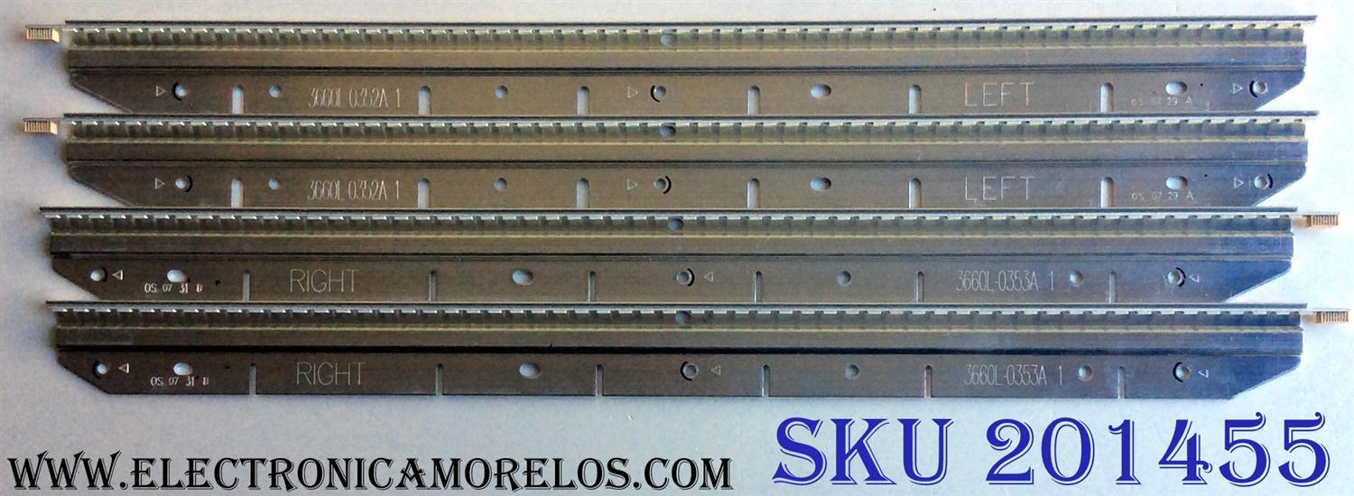 KIT DE LED´S PARA TV / ( 4 PIEZAS ) / SONY LK520D3LB1S / RUNTK4339TP / 4339TP / SLED 090907 REV.1 / 3660L-0353A / 3660L-0352A / MODELO KDL-52EX701	
