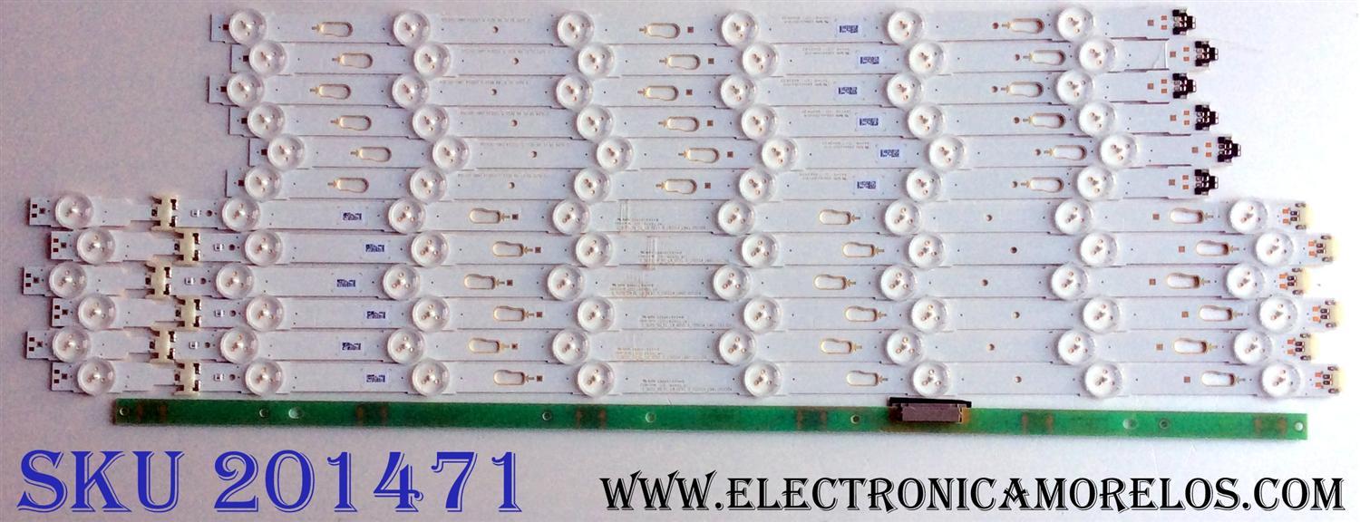 KIT DE LED'S PARA TV SAMSUNG ((12 PIEZAS)) / NUMERO DE PARTE 39660A / 39659A / S_5U75_55_FL_R6_REV1.5_150514_LM41-00136A / S_5U75_55_FL_LB_REV1.5_150514_LM41-00135A / PANEL CY-GK055HGLV5H / MODELOS UN55MU630 / UN55MU630DFXZA FA01