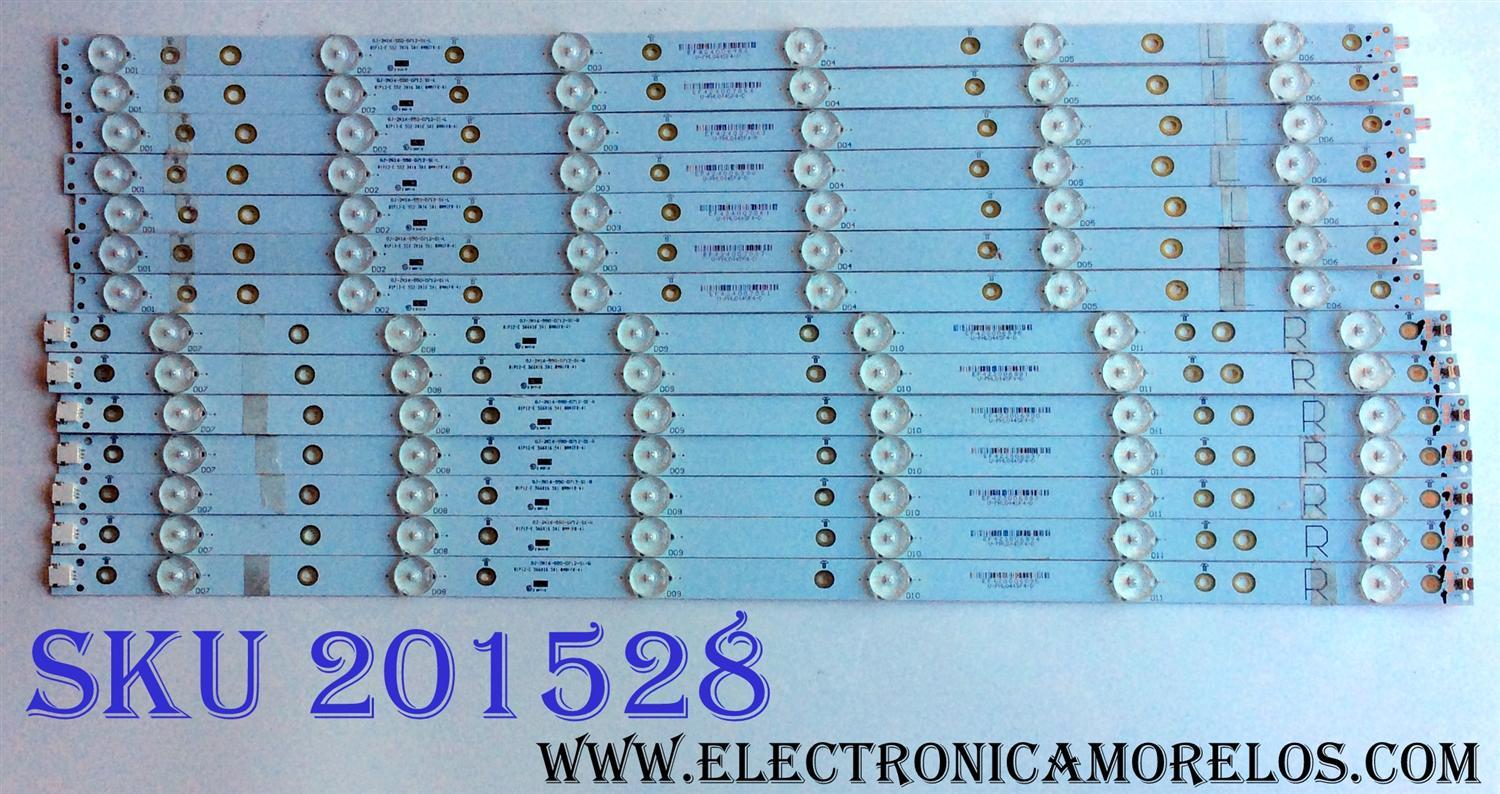 KIT DE LED´S PARA TV (14 PIEZAS) / SONY GJ-2K16-550-D712-S1-L / GJ-2K16-550-D712-S1-R / 01P12-E / 552.3*16.5*1.0MM / U-PHLG445F4-D / 552.3016.501.0MM / PANEL TPT55F2-FHBN20.K REV:S48P0A / TPT550J1-DUYSHA.G REV:S1R / MODELO KDL-55W650D