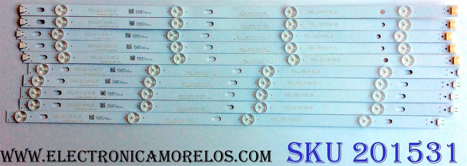 KIT DE LED´S PARA TV (10 PIEZAS) / LG 55UJ63_UHD_A / 55LJ63_FHD_B / HL-99550A30-0401A-01 / HL-99550A30-0401B-01 / E469119 / 55UJ63/55LU55 / 170519 / HONGLI_55UJ63/55LU55_A_REV0.1_170519 / PANEL NC550DGG-AAFX7 / MODELOS 55UJ6300-UA / 55UJ6300-UA.BUS2LOR