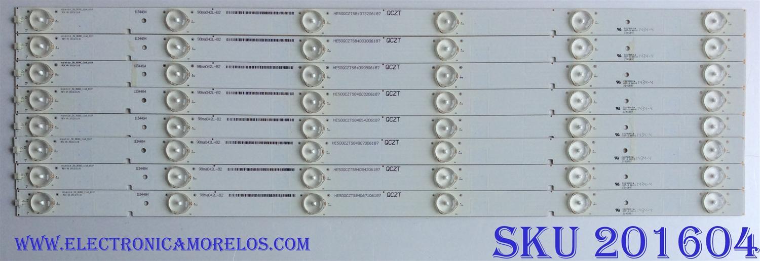 KIT DE LED´S PARA TV ((INCOMPLETO SOLO 8 PIEZAS)) / INSIGNIA HD500DF-B57(010)\T1\S1\GM\ROH / HE50QCZTS84 / 98ma042L-B2 / 1134484 / HISENSE_50_3030C_11x6_6S1P / MODELO NS-50D550NA15	