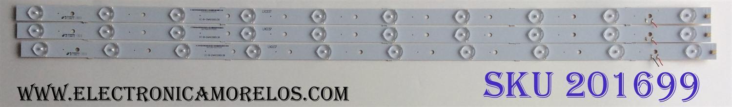 KIT DE LED'S PARA TV (3 PIEZAS ) / AFFINITY IC-B-CNA039D139 / LXC037 / 1003130201XC03703159 PANEL  TY390LK03-BCW2 / MODELO SLE2039