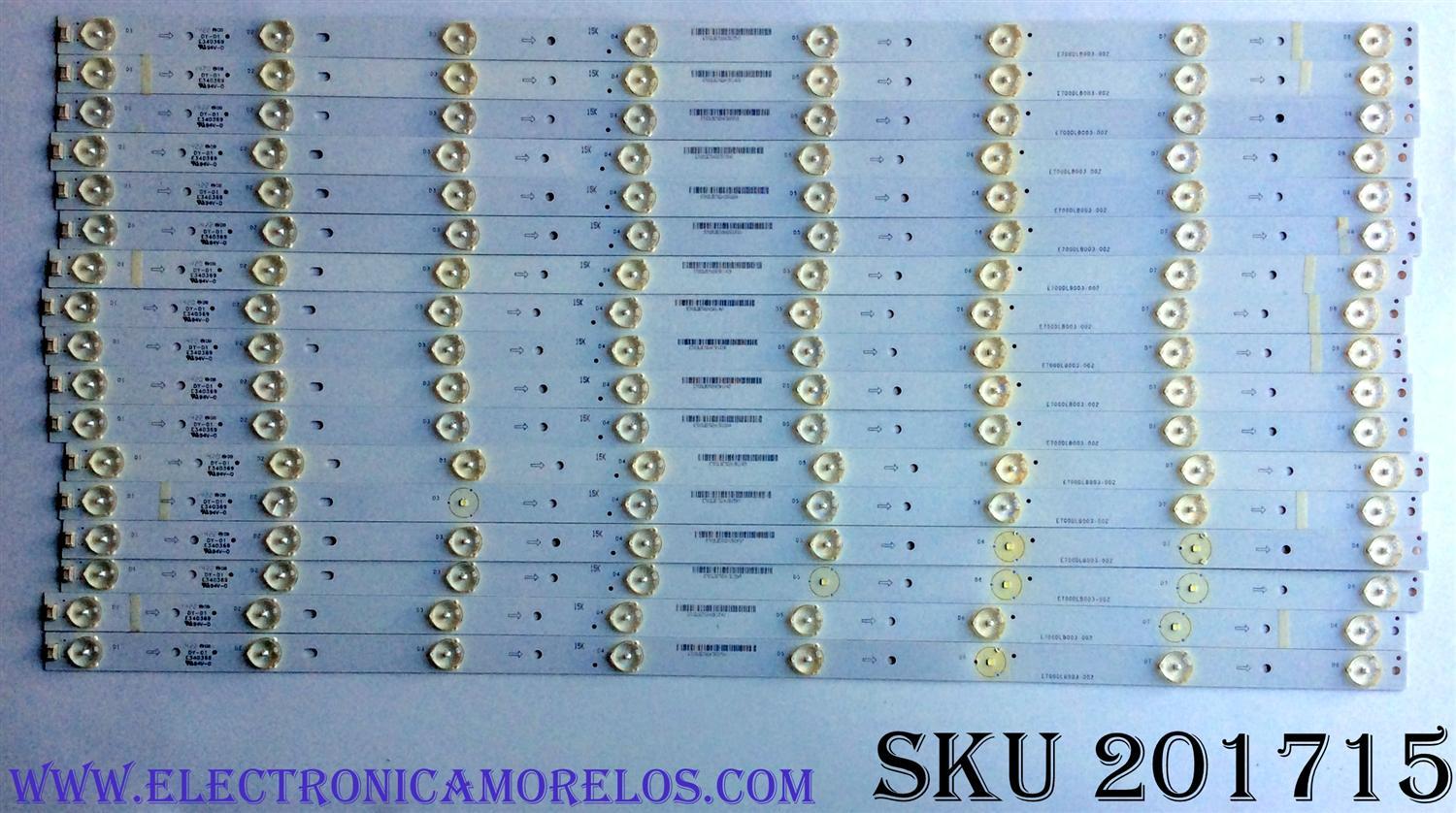 KIT DE LED'S PARA TV ((INCOMPLETO SOLO 17 PIEZAS)) / VIZIO E700DLB003-002 / E700DLBE70E6415K15545 / E340369 / PANEL / MODELOS E700I-B3 / E700I-B3 LFTRRGBQ / E700I-B3 LFTRRGBR