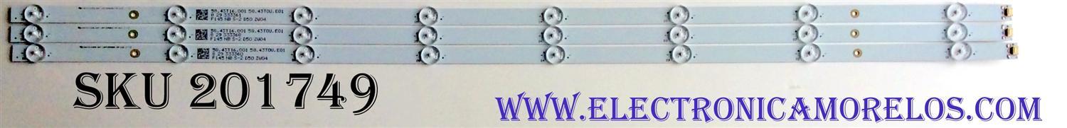 KIT DE LED'S PARA TV (3 PIEZAS) / SAMSUNG 58.43T16.001 / LBM430M0801-DM-3(0) / 58.43T0U.E01 / PANEL T430QN03.5 / MODELO UN43NU6900FXZA AZ02