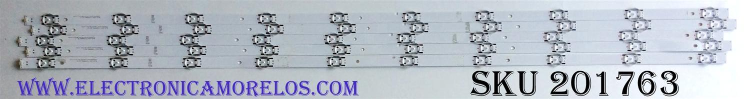 KIT DE LED'S PARA TV (5 PIEZAS) / HISENSE SVH500A63_REV03_10WIC0P_UBH+SILK_161228 / 1177748 / E306084 / PANEL HD500K3U53\S1\BBY\GM\ROHS / MODELO 50R7050E