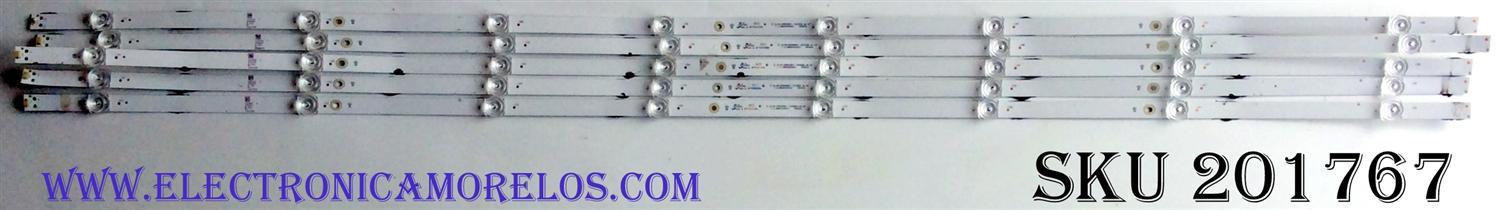 KIT DE LED' PARA TV (5 PIEZAS) / HISENSE SJ.HO.D5500801-3030BS-M-HF / 1.14.HBMD550001 / PANEL HD550S1U31-TXL2\S0\GM\ROH / MODELO LC-55Q7530U