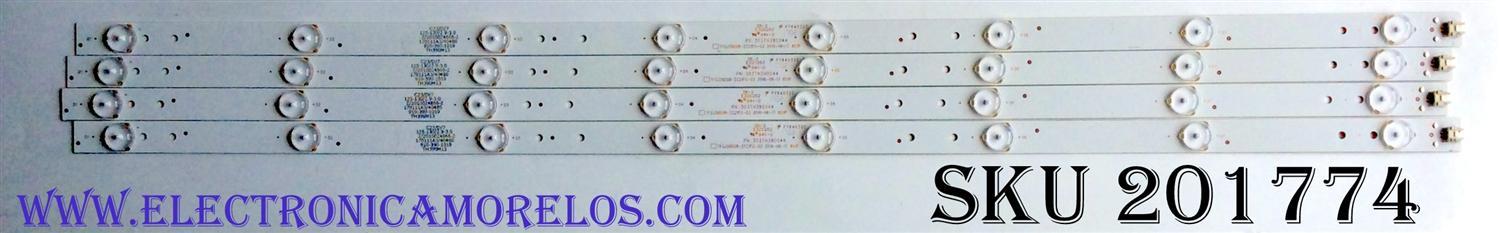 KIT DE LED'S PARA TV (4 PIEZAS) / ELEMENT 303TH390044 / 303TH390042 / PY64034 / E320262 / TFGJ39D08-ZC21FG-03 / 910-390-1019 / 910-390-1017 / TH390M13 / TH390M11 / PANEL'S T390-DXB-DLED / LC390TA2A MODELO ELEFW3916