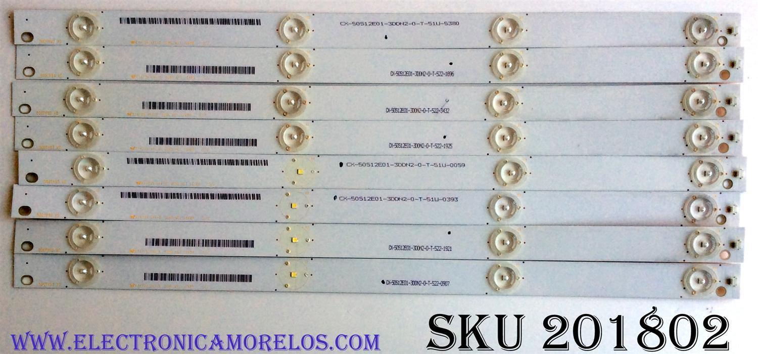 KIT DE LED'S PARA TV (8 PIEZAS) / INSIGNIA 500TV03 V0 / CX-50S12E01 / E74739 / CX-50S12E01-3DDN2-0-T-522 / PANEL T500HVN07.5 / 96.50S12.C01 / PANEL NS-50D420NA16 - Imagen 1
