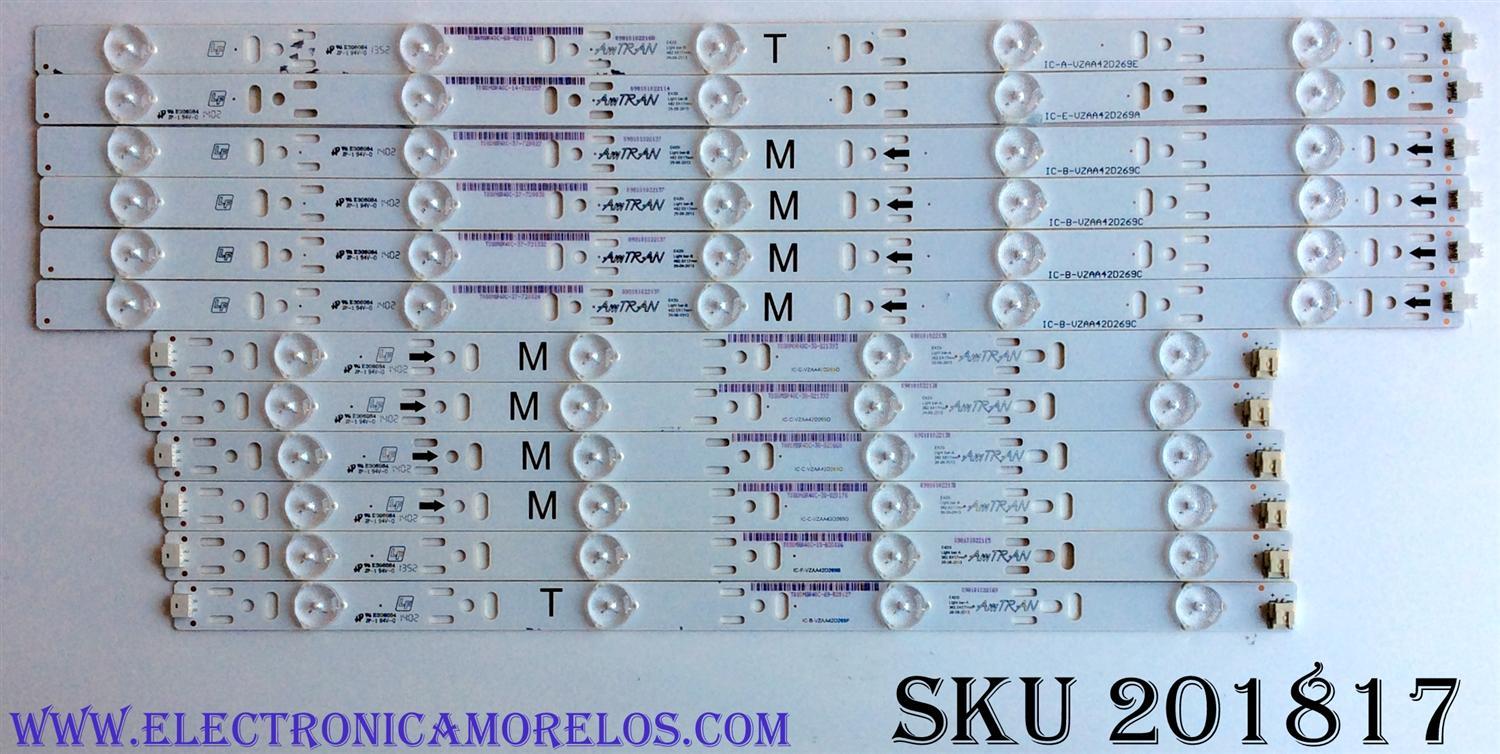 KIT DE LED'S PARA TV (12 PIEZAS) / VIZIO IC-E-VZAA42D269A / IC-A-VZAA42D269E / IC-B-VZAA42D269C / IC-F-VZAA42D269B / IC-B-VZAA42D269F / IC-C-VZAA42D269D / 098101022114 / 098101022115 / PANEL T420HVN06.0 / MODELO E420I-B0 LAQAPTAQ / E420I-B0 LATAPTAQ