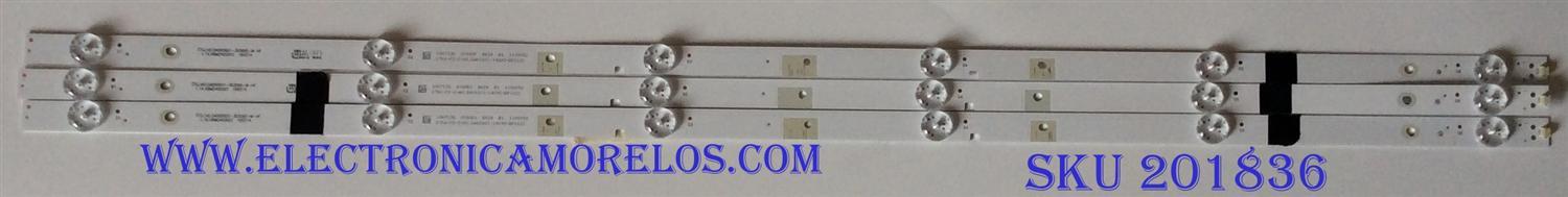 KIT DE LED'S PARA TV (3 PIEZAS) ROHS / SJ.H0.D4000601-3030AS-M-HF / 1.14.HBMD400001 / 180713S 0066DF B624 B1 1198052 / PANEL JHD400N2F31-TXL2B1QL ROHS / MODELO 40EU3000 / 40H4050E