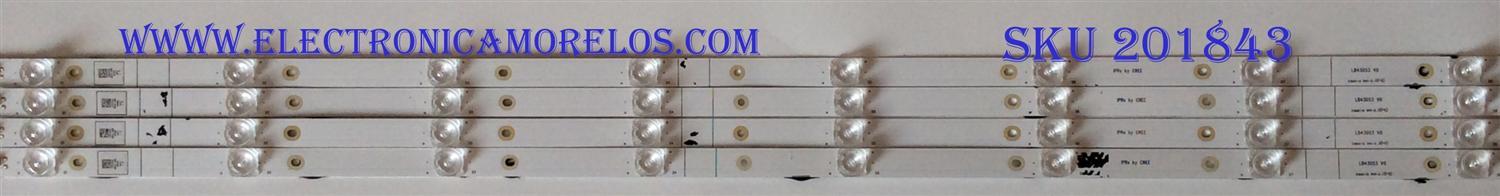 KIT DE LED'S PARA TV (4 PIEZAS) HISENSE / LB43053 / 1202459 / E469119 / PANEL JHD425S1U71\S0\FM\ROH  HISENSE / MODELO 43RGE