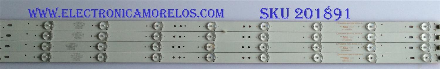 KIT DE LED'S PARA TV (4 PIEZAS) / ELEMENT / 303TH395034 / TFGJ395D09-ZC21FG-02 / 150530B2 / PANEL  V400HJ6-PE1 INNOLUX / MODELO ELEFW408