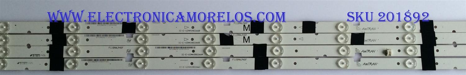 KIT DE LED'S PARA TV (4 PIEZAS) / VIZIO / IC-E-VZAA39D266A / IC-E-VZAA39D266B / IC-E-VZAA39D266C / PANEL T390HVN04.0 VIZIO / MODELO EM39FT
