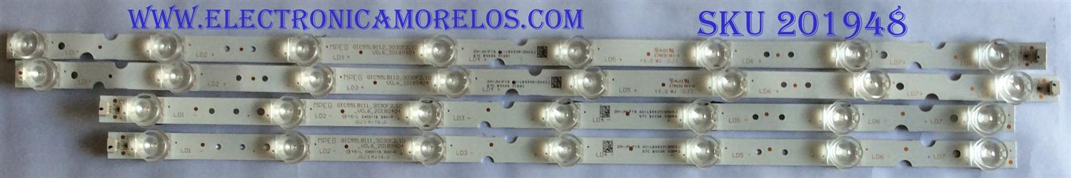 KIT DE LED´S PARA TV (4 PIEZAS) / TCL GIC55LB111 / GIC55LB112 / ZM-JN-F19 4C-LB5508-ZM03J / 87C B0034 / MPEG  GIC55LB111_3030F2.1D_V0.6_20180404 / MPEG GIC55LB112_3030F2.1D_V0.6_20180404 / PANEL LVU550NDEL / MODELO 55S423 / 55S423 LCAA / 55S425