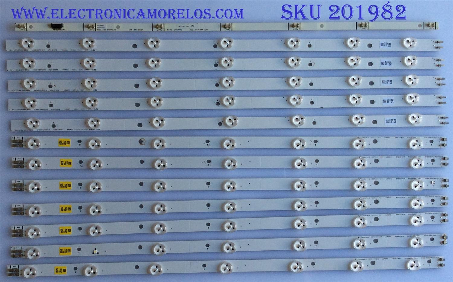 KIT DE LED'S PARA TV / SAMSUNG / BN96-21482A / BN96-21481A / 55-3535LED-98EA-R / 55-3535LED-98EA-L / D1GE-550CB-R2 / PANEL LTJ550HJ07-V / MODELO UN55EH6050F / NOTA IMPORTANTE : KIT CUENTA ORIGINALMENTE 14 PIEZAS ((INCOMPLETO 12PIEZAS))      