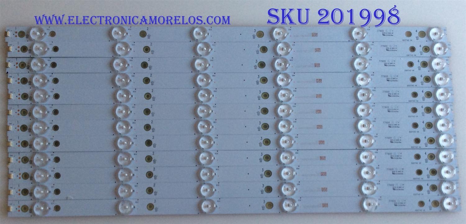 KIT DE LED'S PARA TV (12 PIEZAS) / VIZIO / 77900 / 500TT43 V4 / PANEL TPT500J1-HVN08.A REV:S800A / MODELO D50-D1